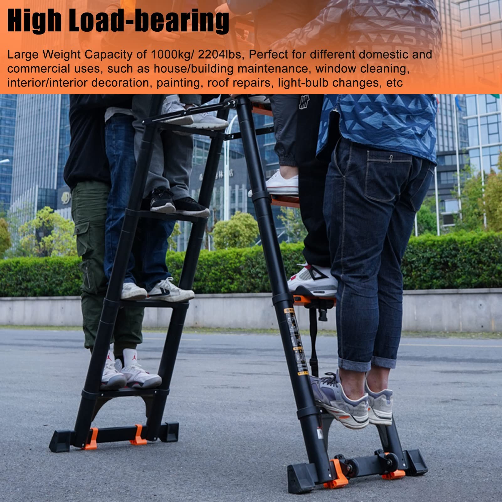 Amazon.com: Industrial Aluminum Extension Ladder Portable A-Frame